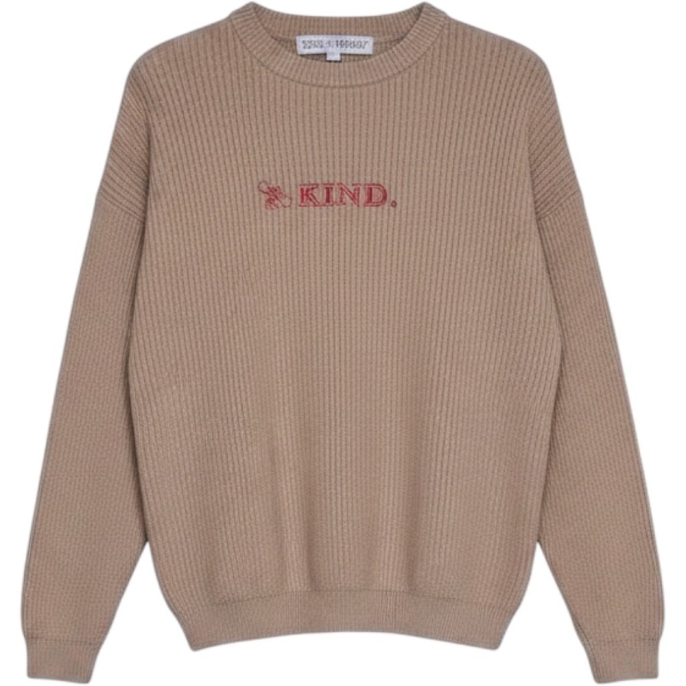 Soul Honey Sweater Small Tan Bee Kind Embroidered Ribbed Crew Neck Long‎ Sleeve